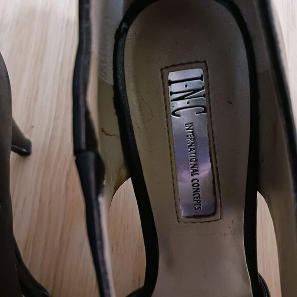 INC International Concepts Black Peep Toe Heels Zipper Back Size 6 - Picture 7 of 9
